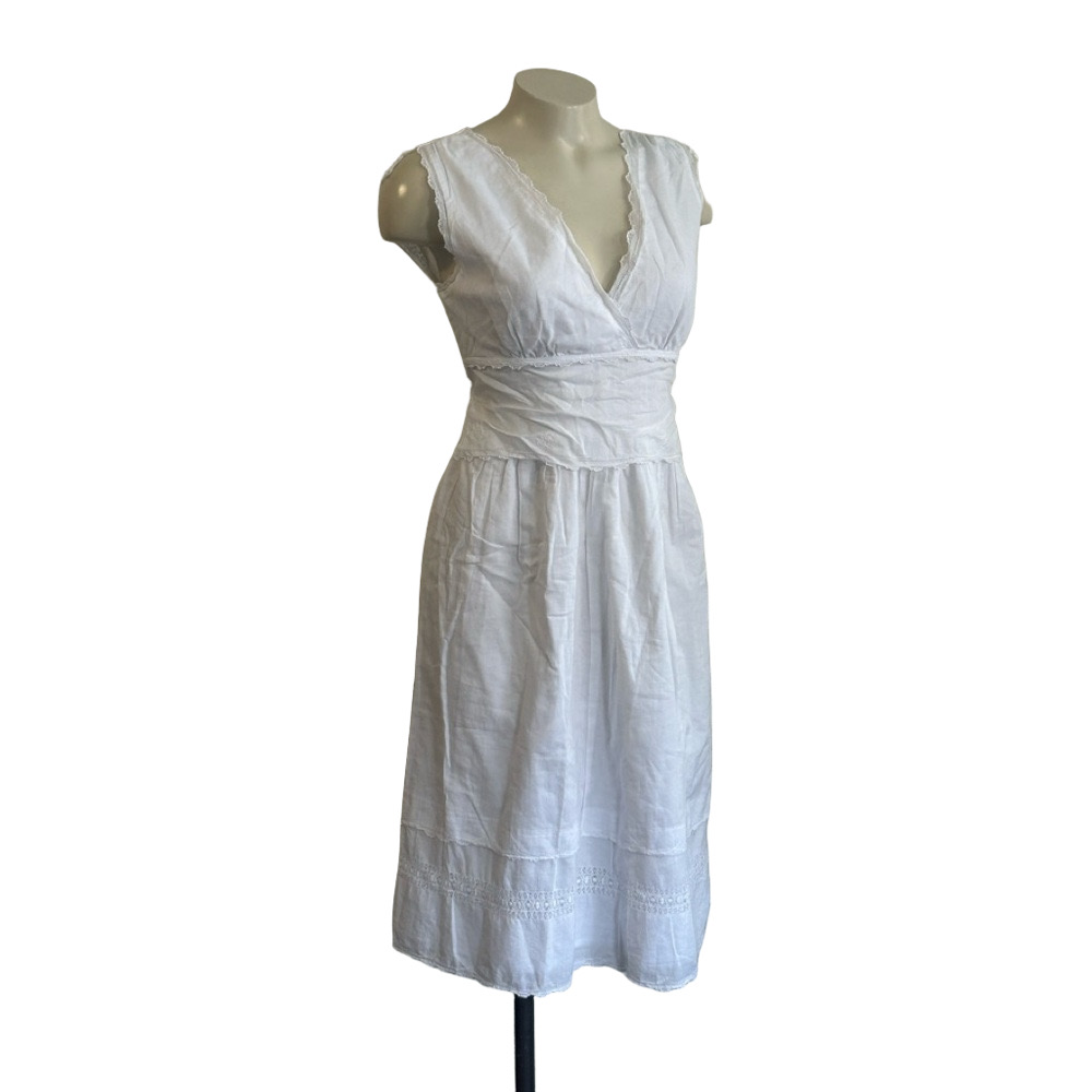 MAX MARA weekend 100% cotton Elegant White Sleeveless lace details nightgown S?